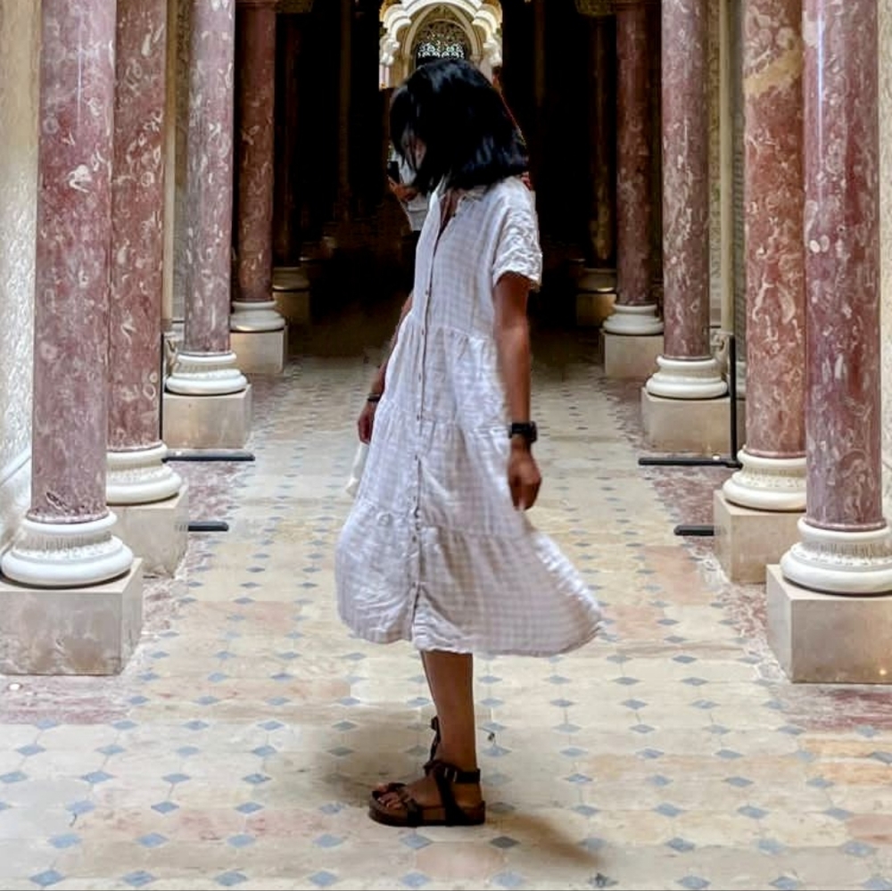 Cynthia Rowley gingham linen midi dress